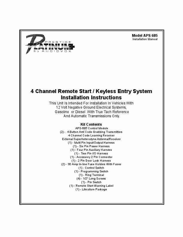 Audiovox Remote Starter APS 685-page_pdf